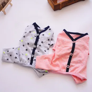 

Spring pet clothes spring four legged dog pajamas cotton printed home clothes Teddy cat air conditioning clothes XS/S/M/L/XL
