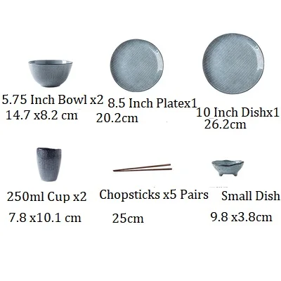 13 PCS Set Керамические чашки Посуда набор керамических блюд бытовой два человека чаша для супа, салата посуда набор - Цвет: 13 PCS Set
