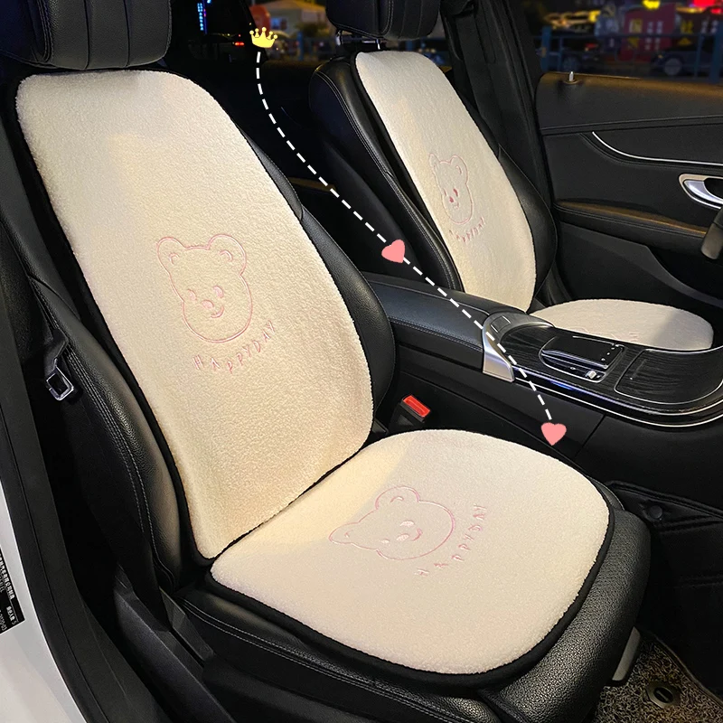 

2022 New Arrival Winter Plush Four Seasons Ins Cute Lamb wool Seat Cover Three-piece Car Seat Cover Cushion