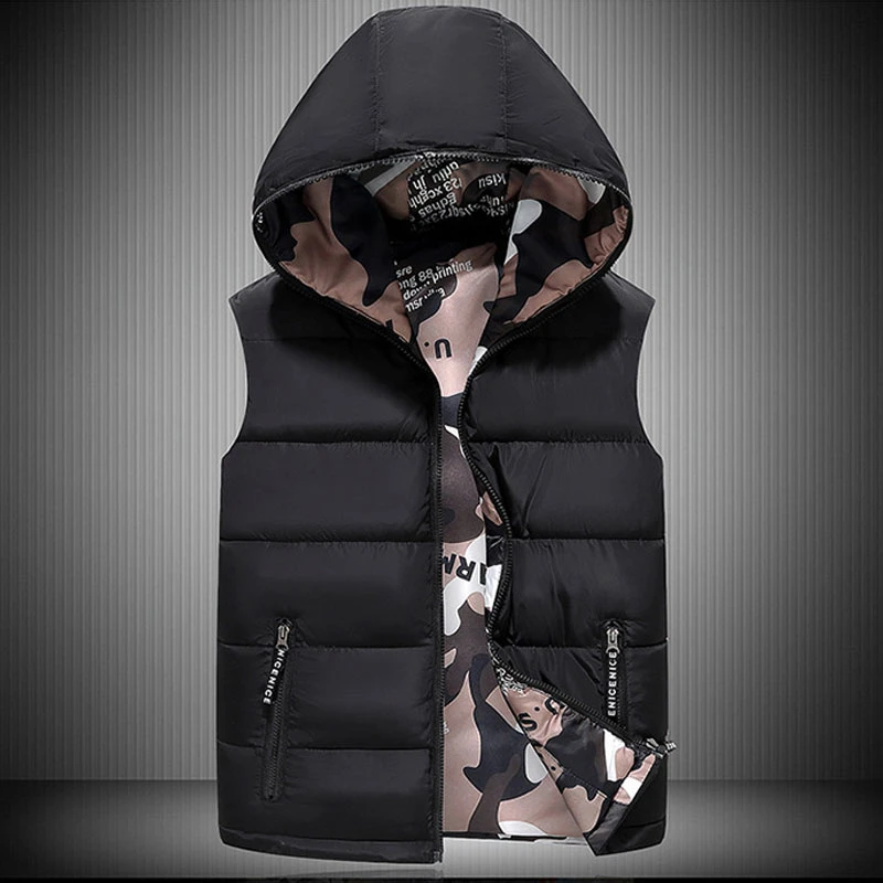 Hokny TD Mens Quilted Hooded Camouflage Sleeveless Thicken Fashion Down Vest Jackets Hokny TD Mens Quilted Hooded Camouflage Sleeveless Thicken Fashion Down Vest Jackets