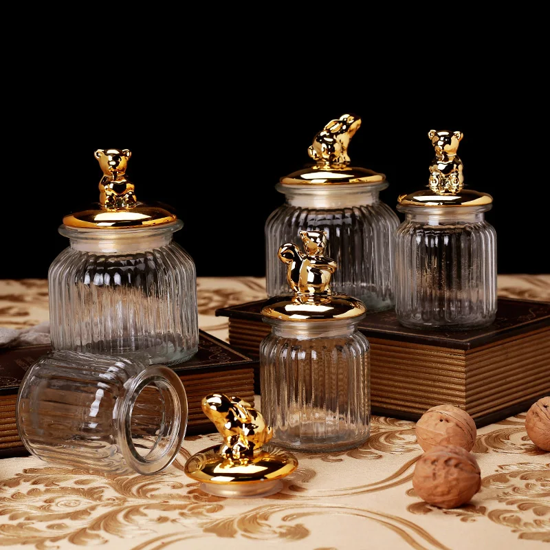 Glass Jars with Cover, Sealed Cans, Kitchen Food Storage Bottles, Creative Spice Jars, Candy Storage Bank, Tea Box Storage 4