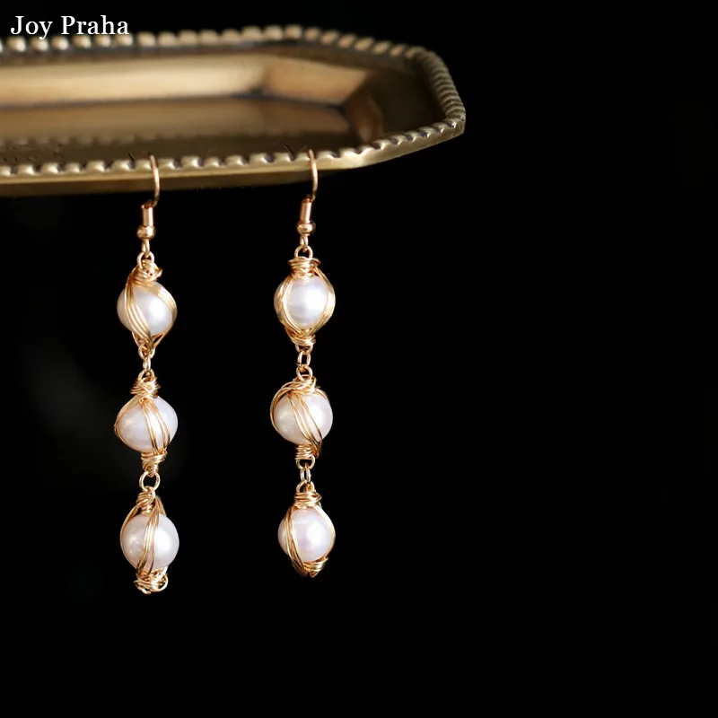 

Natural freshwater pearl women earrings / Temperament long earrings / wholesale dropshipping