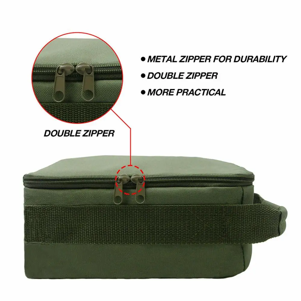 Fishing Reel Bag 4-Layer 600D Oxford Cloth Handled Dual Zipper Outdoor Storage Case Container For Line Bait Fishhooks