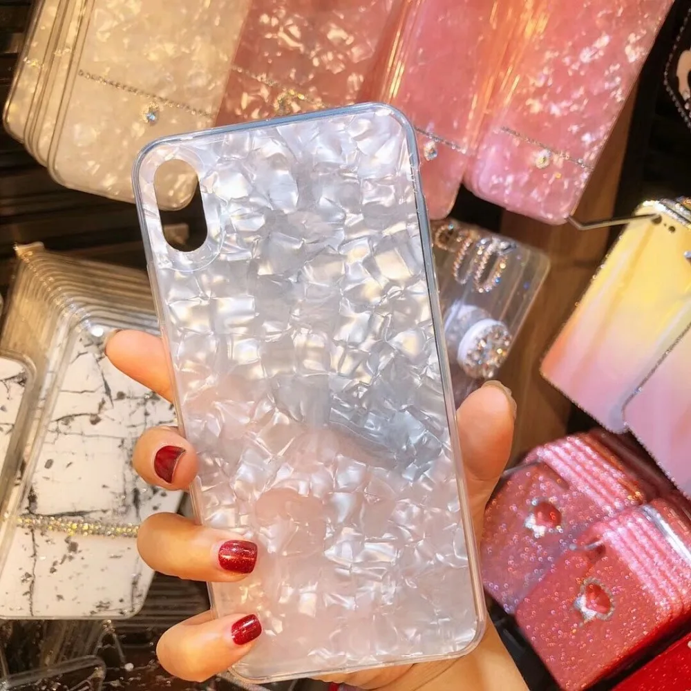 

Glitter Phone Case For iPhone 7 8 Plus Dream Shell Pattern Cases For iPhone XR XS Max 6 6S Plus Soft TPU Silicone Cover