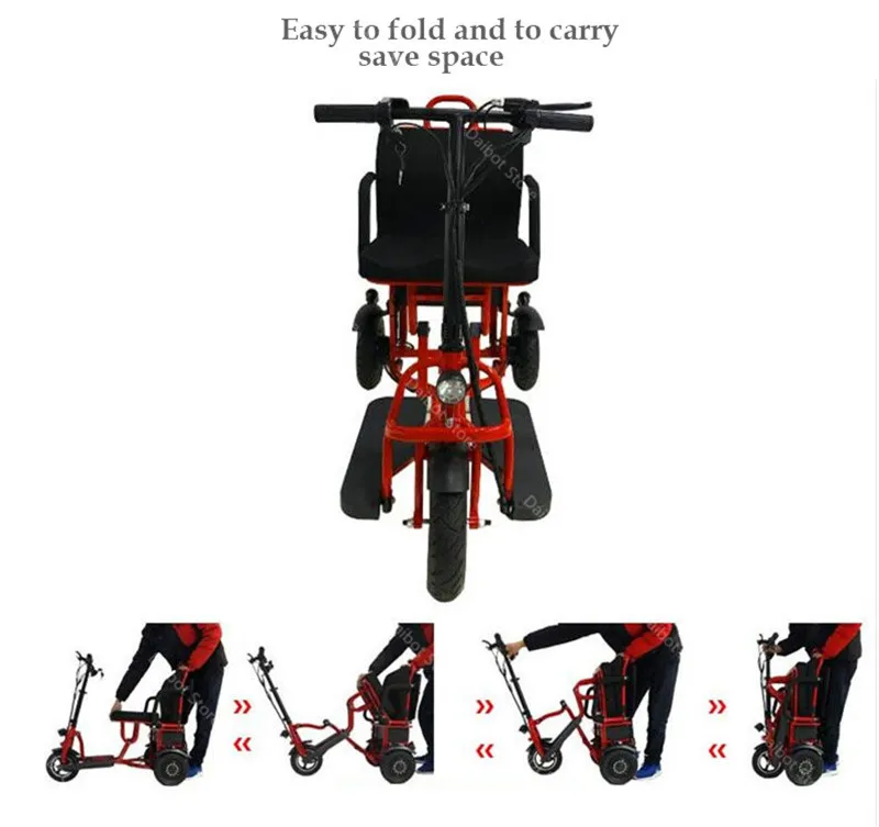 10 Inch Electric Tricycle Scooter Three Wheels Electric Scooters 36V48V 300W350W DisabledElderly Folding Electric Scooter (19)