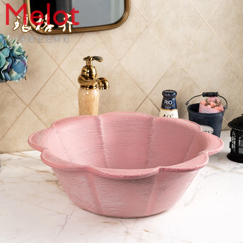 

Nordic Ceramic Art Washbasin Household Table Basin Simple Basin Cool Colorful Table Basin