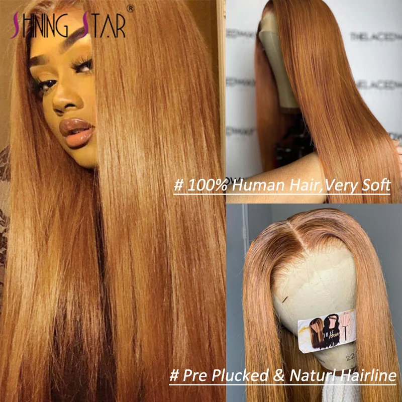 Human Hair Wigs Ginger Lace Front Wig Brazilian Honey Blonde Lace Front Human Hair Wigs For Women Bone Straight Ginger Wig Remy