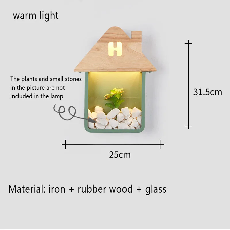 Скандинавский светодиодный настенный светильник из дерева и железа, светильник s для дома, Холодный/теплый светильник для спальни, гостиной, прикроватный домашний декор, настенный светильник - Цвет абажура: Warm light Green