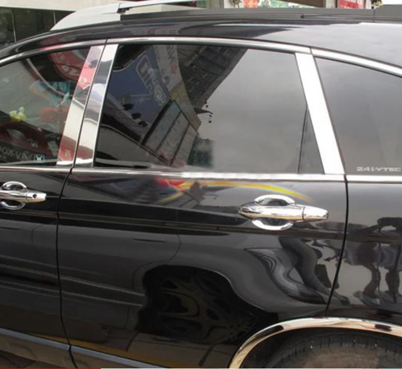 Для Хонда сrv CR-V 2007 2008 2009 2010 2011 Нержавеющая сталь Окно Планки Центр Столбы B+ C Столп Обложка Накладка аксессуары 6 шт