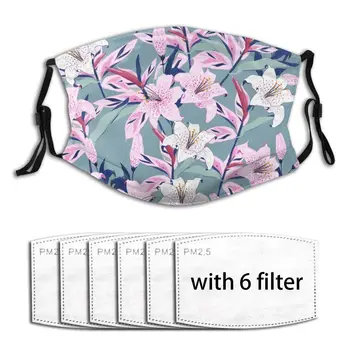 

Beautiful Blooming Lily Flowers Mask Mouth Face Mask Anti Dust Mask with Replaceable Filter
