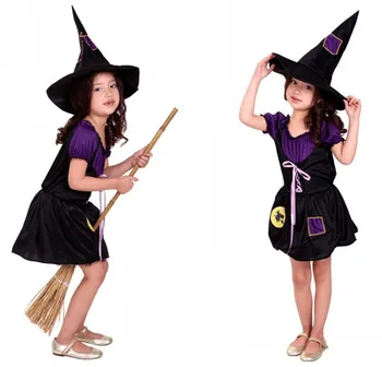 

Halloween Costume for Kids Girls Vampire Witch Carnival Party Princess Fancy Dress Hat Children Set Cosplay Disfraces