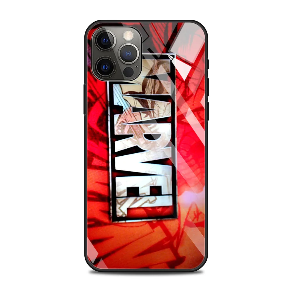 thumbnail image 1 of Funda de vidrio templado para iPhone, carcasa para teléfono, Marvel Avengers Comics, 15, 14, 13, 12, 11 Pro Max, Mini, X, XR, XS Max, 8, 7 Plus, 1 of 5