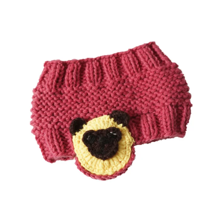 Pink Little bear Осень-зима, Новая Детская шерстяная шапка вязаная защита для ушей, ручная работа, голова конского хвоста, мультяшная шапка с ушками животных - Цвет: Pink Little bear
