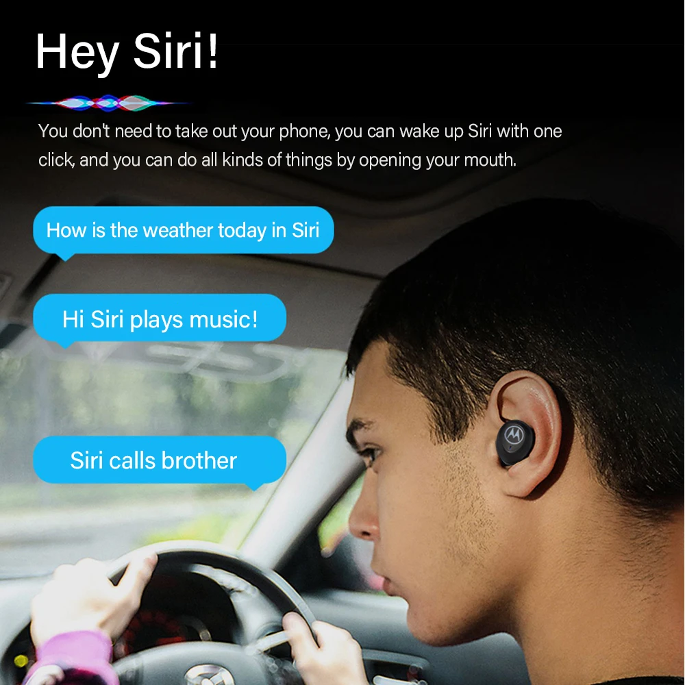 Стереонаушники Motorola Bluetooth 5 настоящие беспроводные наушники время