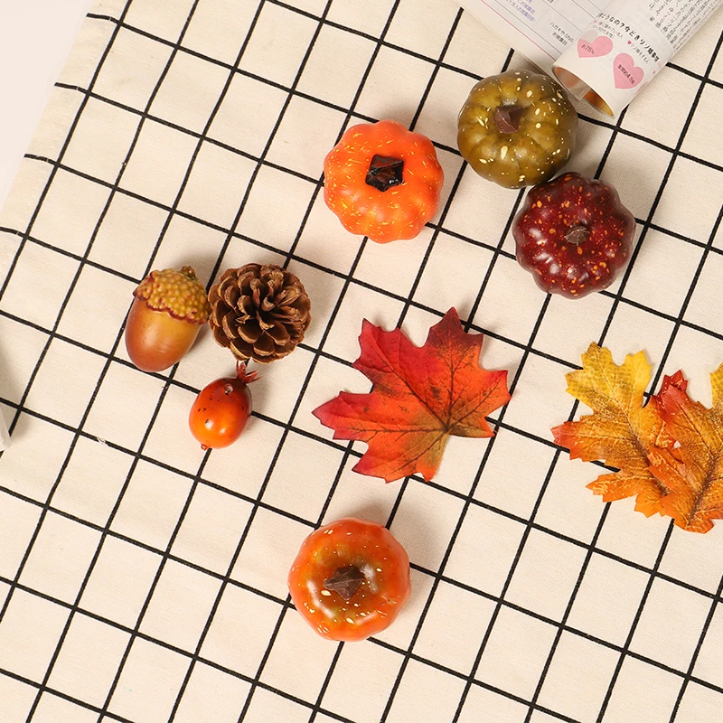 16pcs Halloween Fruit Prop Set Simulation Artificial Pumpkin Fall