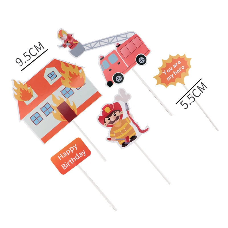 5 pcs set Cakelove пожарные двигатели огнетушители пожарные геройская тематика счастливое украшение для именинного торта Взрослый День отца торт украшения Дети - Цвет: 5 pcs set