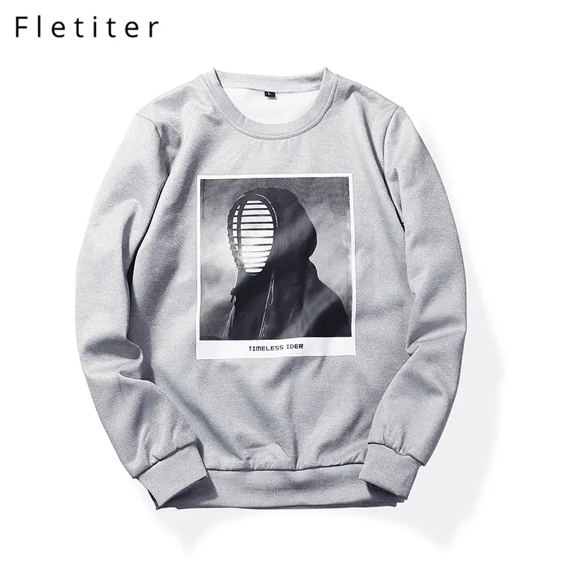 

Fletiter Men Hoodie Hip Hop Street Wear Sweatshirts Skateboard Unisex Pullover Male mask Digital printing Cotton Hoodies 2019