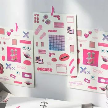 

4Sheets Cute Decor Stationery Stickers Kawaii Vaporwave Stickers Paper Adhesive Sticker For Kids Scrapbooking Diary Supplies