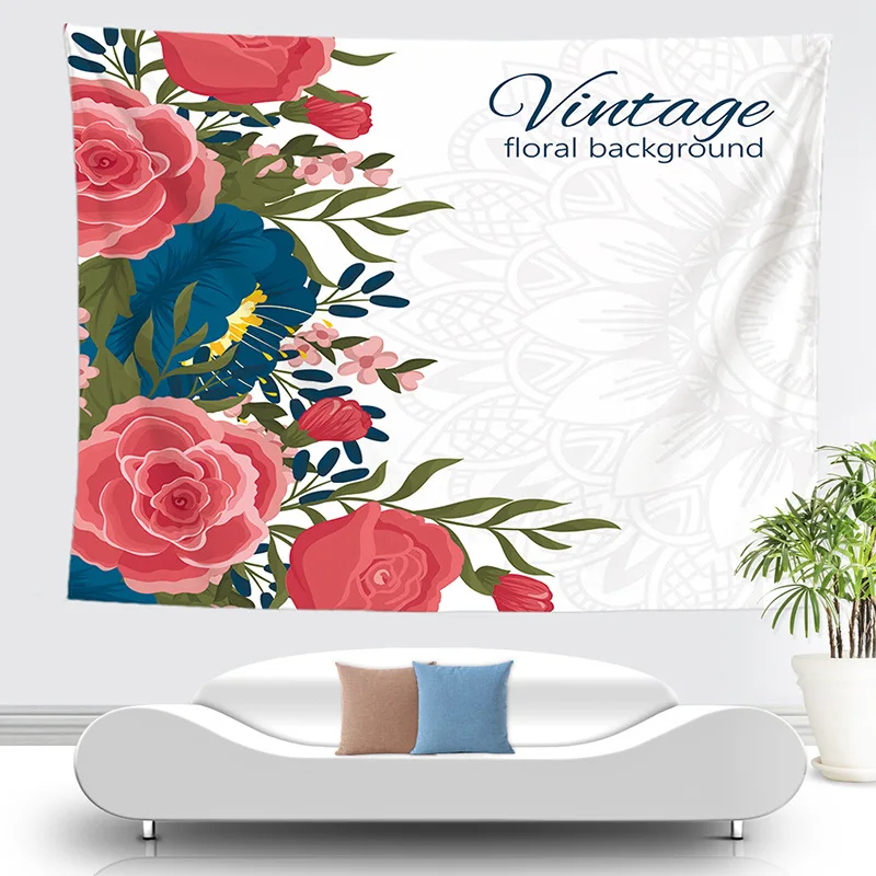 

Plant Flowers Pattern Decoration Tapestry New Style Hall Fabric Hanging Cloth International a Generation of Fat
