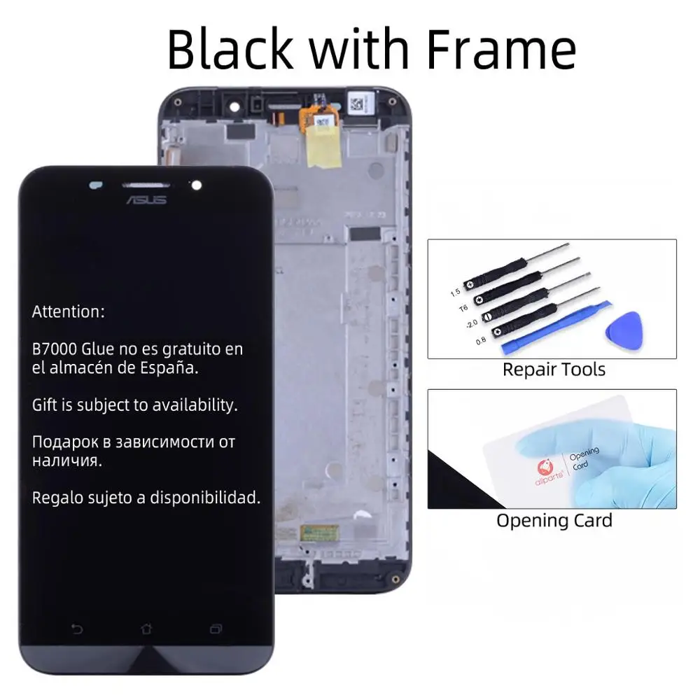 Black with Frame Дисплей для Asus Zenfone Max ZC550KL LCD в сборе с тачскрином на рамке 5.5'' черный белый - Цвет: Black with Frame
