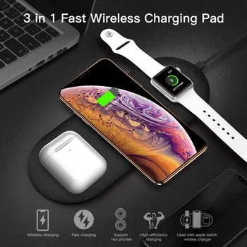 

3 In 1 QI Wireless Charger For Iphone X XS Max XR 8 Wireless Charging Pad For Airpods Charger Station For Apple Watch 4 3 2 1