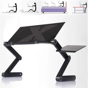 

Adjustable Aluminum Laptop Desk Ergonomic Portable Folding Lapdesk Tray PC Stand Notebook Table Desk Stand with Mouse Panel