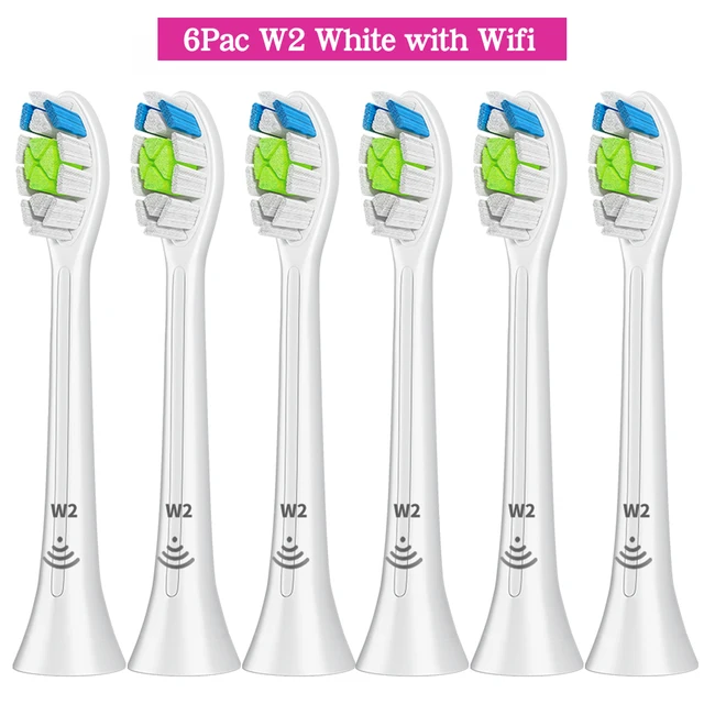 Apply to Philips Sonicare Toothbrush HX6250 HX6530 HX6730 HX6930 Electric Toothbrush Replacement Heads Bluetooth BrushHeads 6Pcs-W2-WH-With Wifi