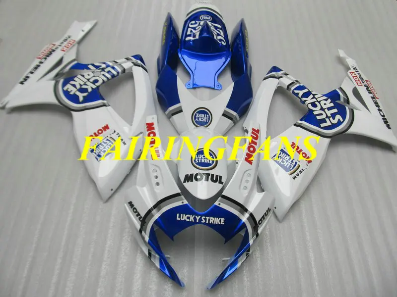Литья под давлением обтекатель тела комплект для GSXR600 750 K6 06 07 GSXR 600 GSXR750 2006 2007 Белый Синий Обтекатели кузова+ подарки SC56