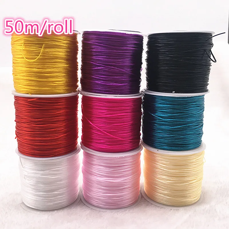 cheap 50M Roll Flexible Elastic Crystal Line Rope Cord For Jewelry Making Beading Bracelet Wire Fishing Thread Rope Color U Pick