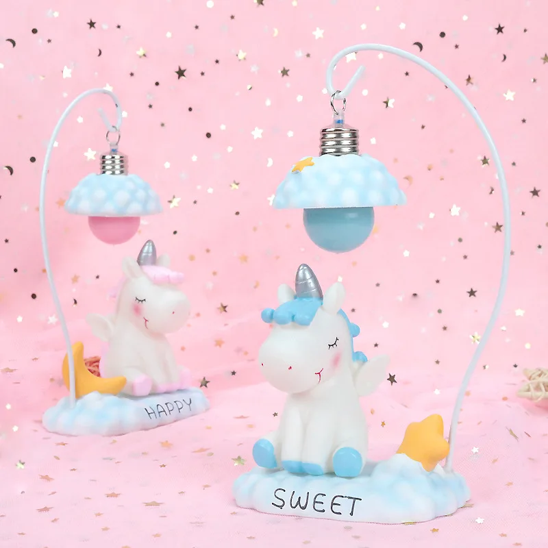 

Pink Blue Unicorn LED Night Light For Kids Bedroom Bedside Table Lamp Girls Cute Cartoon Resin Nightlight Decor Christmas Gift