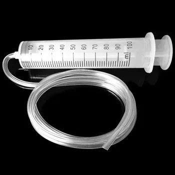 

Mayitr 50ML Plastic Syringe Tube Plastic Syringe & 100cm Length Tube for Hydroponics Lab Medical Tool Nutrient Measuring