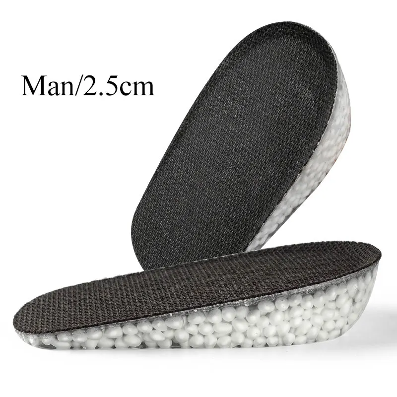 black 2.5cm Высокая эластичная амортизационная силиконовая стелька для мужчин и женщин, модные невидимые стельки для обуви - Цвет: black 2.5cm