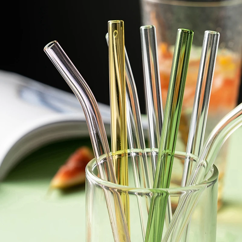 Set of 4 Eco-Friendly Reusable Glass Drinking Straws