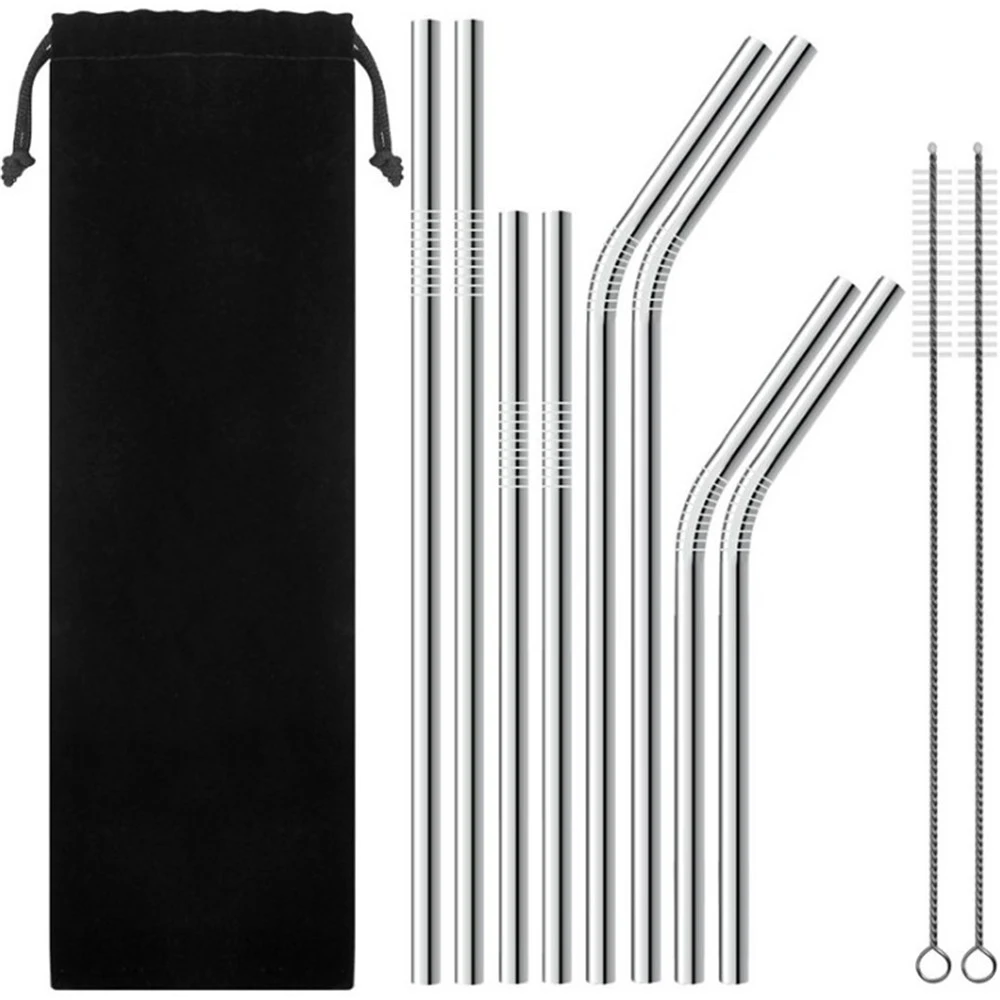 

Reusable Metal Drinking Straws 304 Stainless Steel Sturdy Bent Straight Drinks Straw 1Pc With Brush