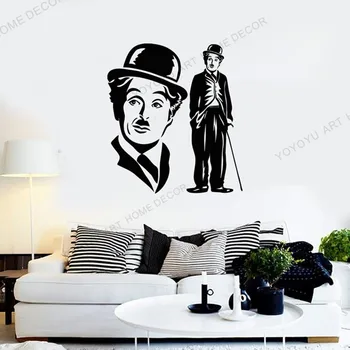 

Famous Portrait Wall Vinyl Decal Charlie Chaplin Actor Portrait Movie Production Filmmaker Wallpaper Removable WX327