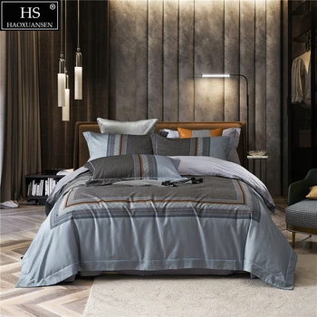 

Striped Frame Drawing Design Metallic Grey Pure Cotton Brushed 4pieces Bedding Sets Duvet Cover Pillowcase Bedsheet Weight 3.9kg
