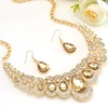Fashion Gold Color Water Drop Pendant Chocker Necklace Earrings Wedding Bridal Crystal Stone Jewelry Sets ► Photo 2/6