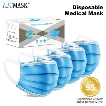 

1/200pcs Disposable surgical masks 3 layer Filter mask safety breathable Mask Non-woven medical mouth face mask cover