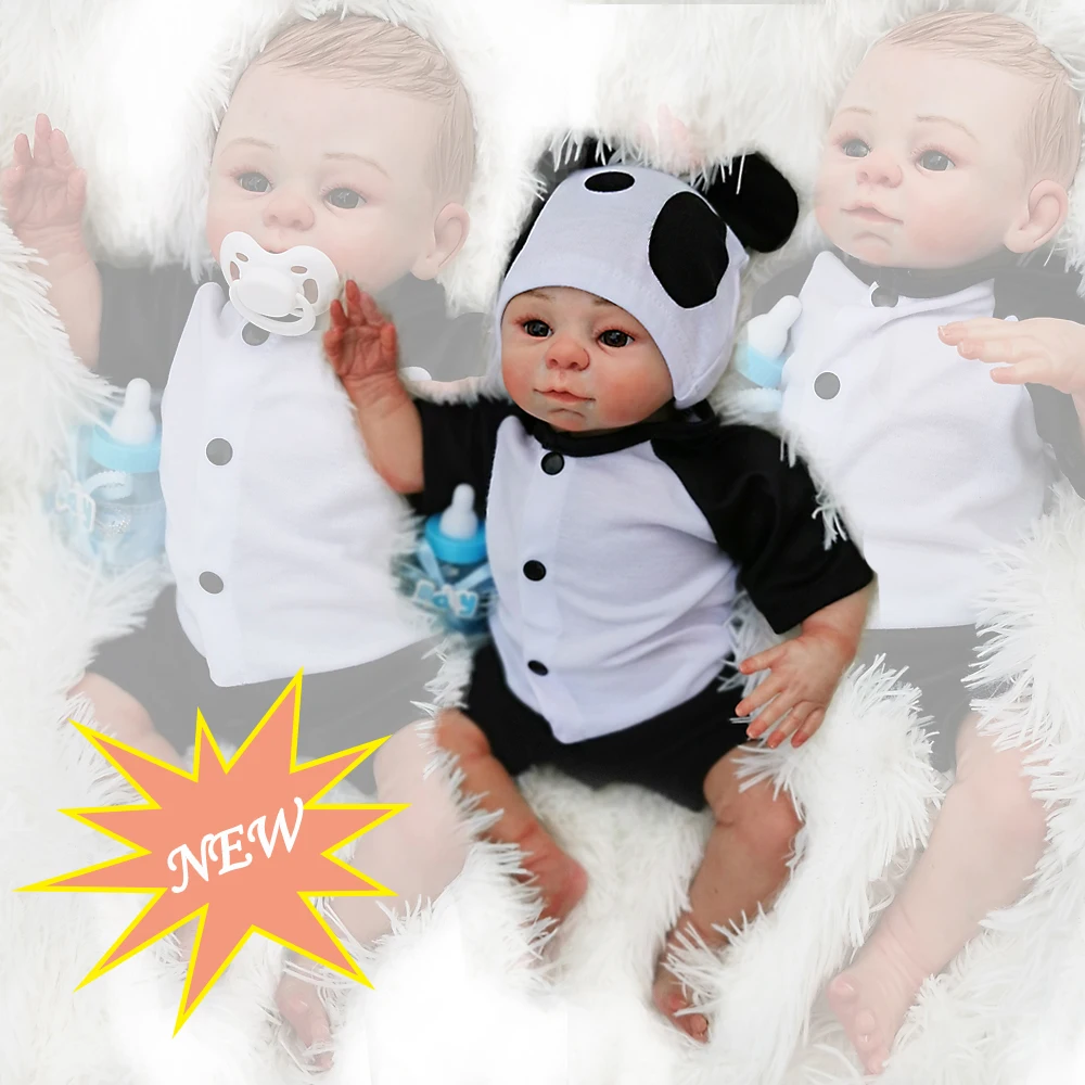 OtardDolls Bebe Reborn Doll 18" Reborn Baby Doll Lifelike Soft Vinyl Silicone Doll Panda Clothes for Children Birthday Gifts