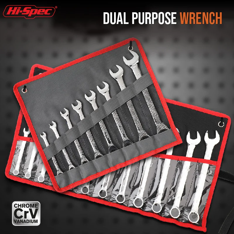 

Hi-spec 8 Pcs Ratchet Wrench Flexible Head Chrome Vanadium Steel Wrench Universal Key Car Repair Set Wrenches Ratchet Spanners