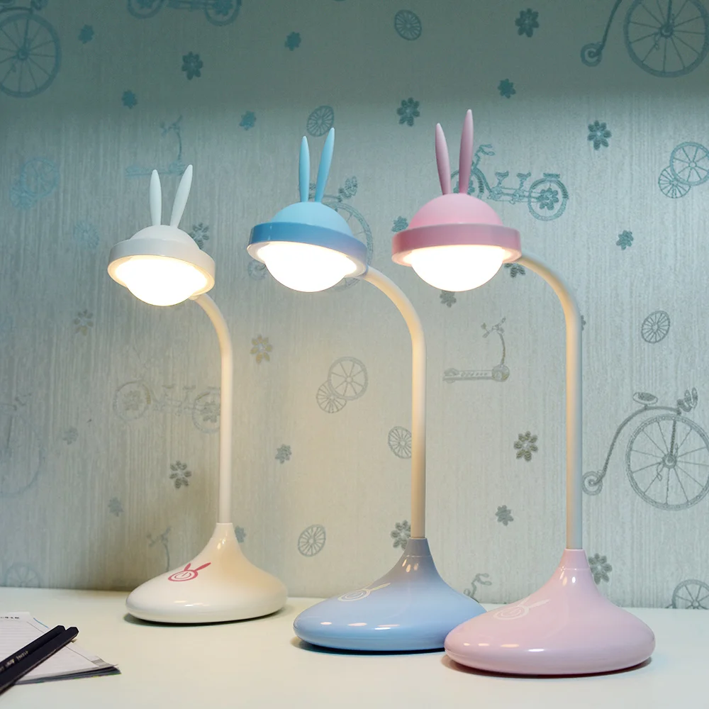 

Touch Rabbit LED Reading Lamp Dimmable Adjutable Silicone Bunny Book Light USB Rechargeable Desk Table Lamp for Children Kids