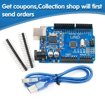 

UNO R3 CH340G+MEGA328P SMD Chip 16Mhz For Arduino UNO R3 Development board USB CABLE ATEGA328P One set