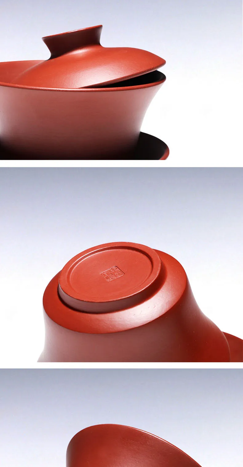Gaiwan 210 мл, чайная чаша из натуральной фиолетовой глины, набор с крышкой и блюдцем, Исин, чайная супница, мастер-чашка, чайная посуда, посуда для напитков, контейнер для декора