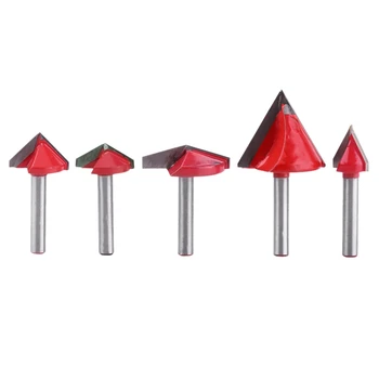 

SHGO HOT-5Pcs 6Mm V Slot Milling Cutter Cnc Engraving Milling Cutter 60-150 Degrees Woodworking Carving Knife Steel Cutting Tool