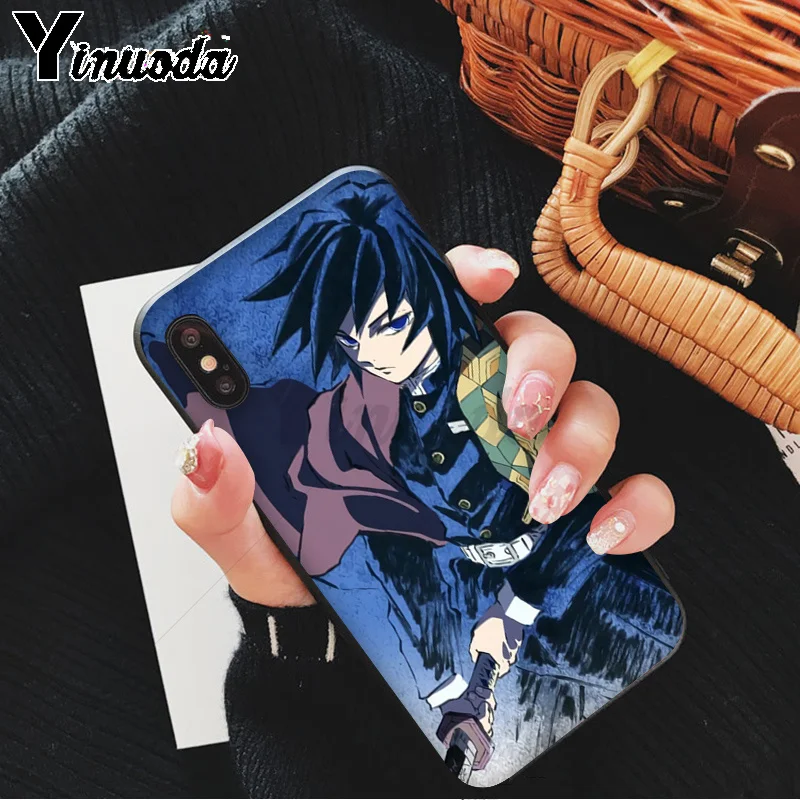 Yinuoda demon slayer kimetsu no yaiba TPU Мягкий силиконовый черный чехол для телефона iPhone 8 7 6S Plus X XS MAX 5 5S SE XR 11 11pro
