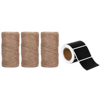

300Pcs Chalkboard Stickers Label Reusable DIY Writable Stickers & 3x DIY Handmade Jute Rope 1000 Feet 2mm 3 Ply Natural Jute Twi