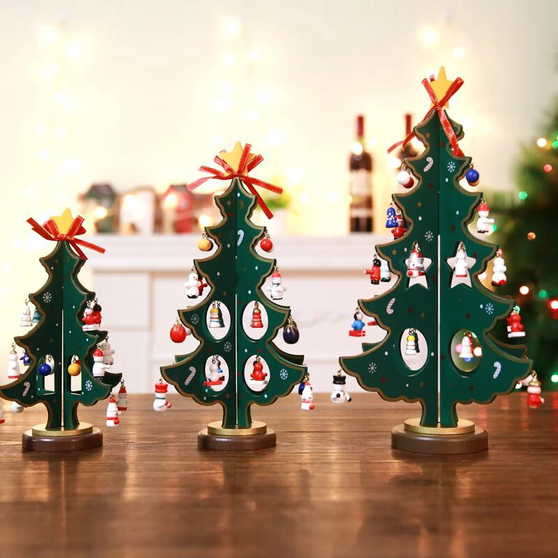 Mini Christmas Tree Holiday Decor Colorful Double Wood  Xmas Tree New Year Party Wedding DIY Desktop Home Ornaments 25cm-35cm (18)
