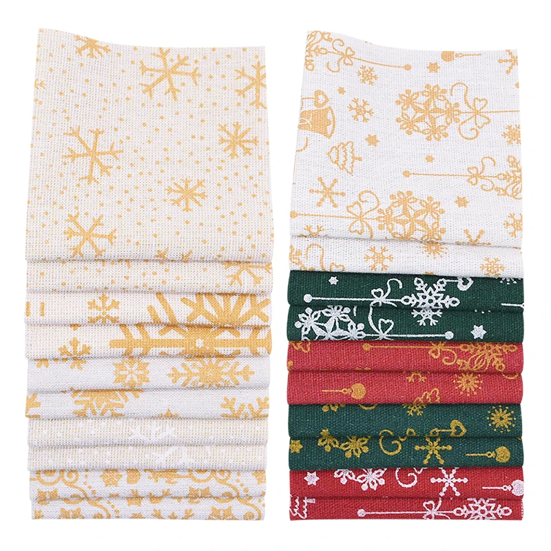 

10pcs 20x20cm Snowflake Bell Print Cotton Cloth Sewing Quilting Fabric for Patchwork DIY Handmade Material Christmas Decoration