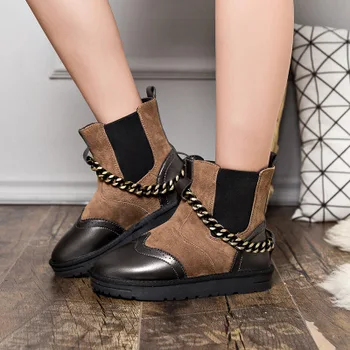

2019 New Genuine LeatherBoots Women Australia Boots Warm Breathable Rubber Snow Boots Woman Flats Shoes Fashion Waterproof Boots