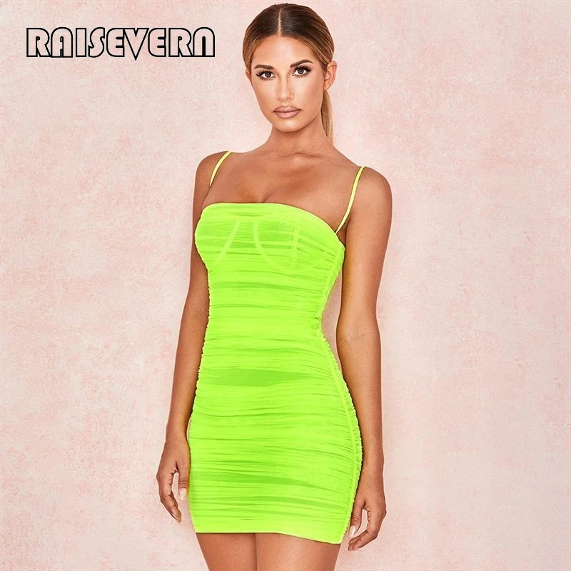 neon green mesh dress